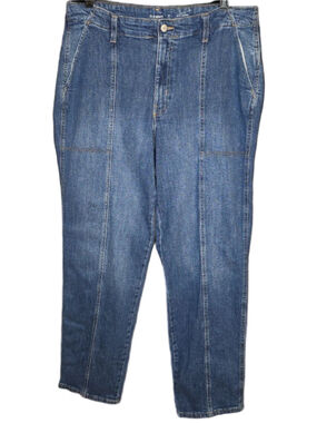 Old Navy O.G. Loose High Rise Jeans 16 Tall Front Seam Workwear Denim